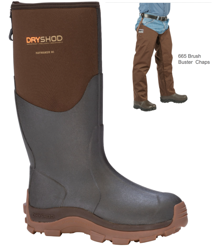 Dan's Froglegs - DryShod Haymaker Hi Boot with Brush Buster Chaps